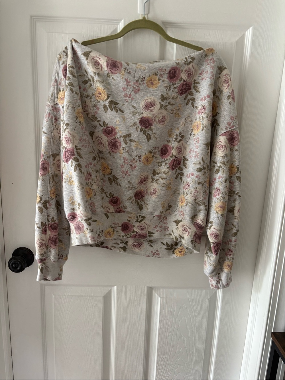 Floral Off-Shoulder Sweatshirt - Pink & Yellow Floral - Picture 3 of 3